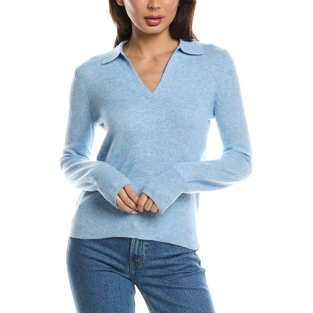 Forte Cashmere Womens  Split Neck 100% Cashmere Polo Sweater